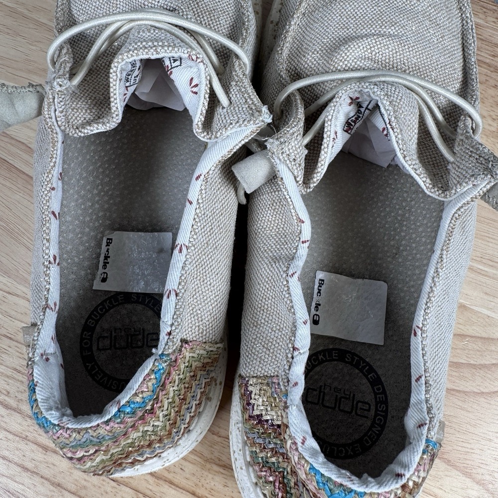 Hey Dude Wendy Womens 9 Tan Raffia Casual Shoes Slip On Comfort Southwestern - Picture 8 of 11